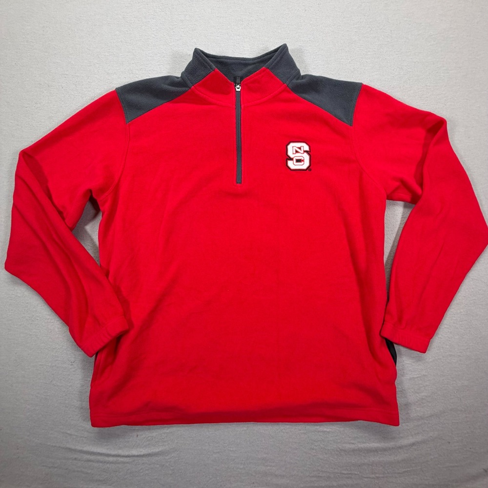 Knights Apparel NC State Pullover Mens Large Good Red Grey Fleece Quarter Zip